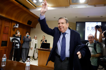 El líder opositor venezolano Edmundo González, en un evento en Madrid.
Cortesía: Blanca Millez (EFE)