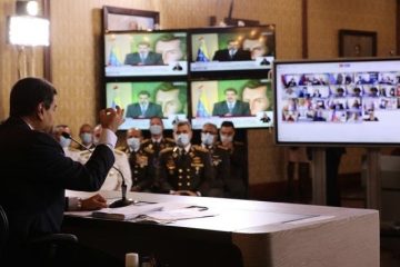 Nicolás Maduro, este miércoles durante una videoconferencia con diplomáticos y periodistas.
Cortesía: Prensa Miraflores